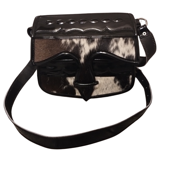 Vintage Pablo Escobar Stamped Patent Leather And Cow HideCrossbody Bag